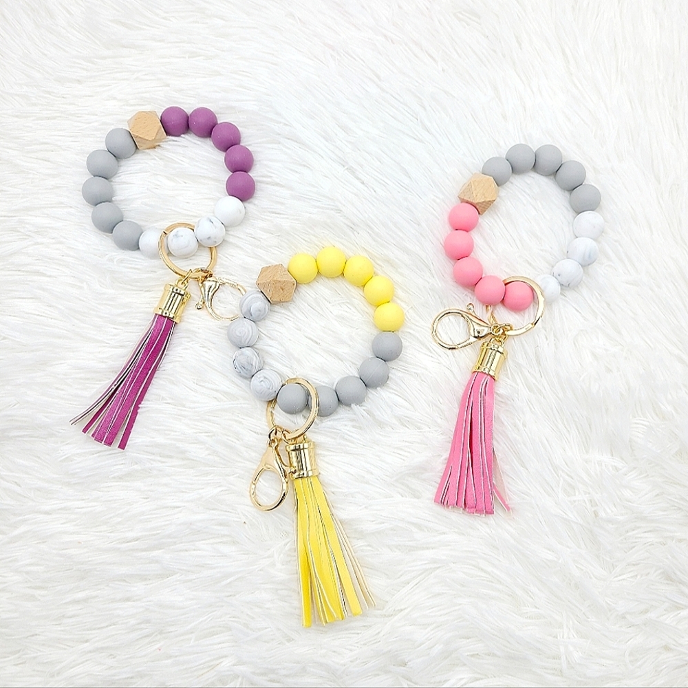 Silicone Beaded Bracelet Keychain